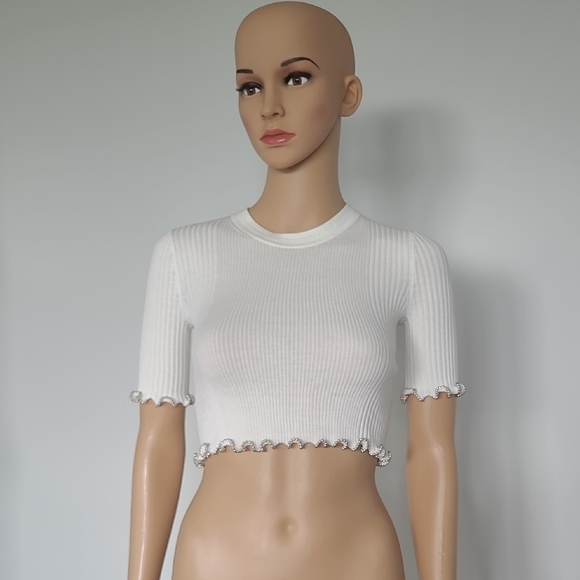 Alexander Wang Tops - ALEXANDER WANG White Ribbed Crop Top XSP